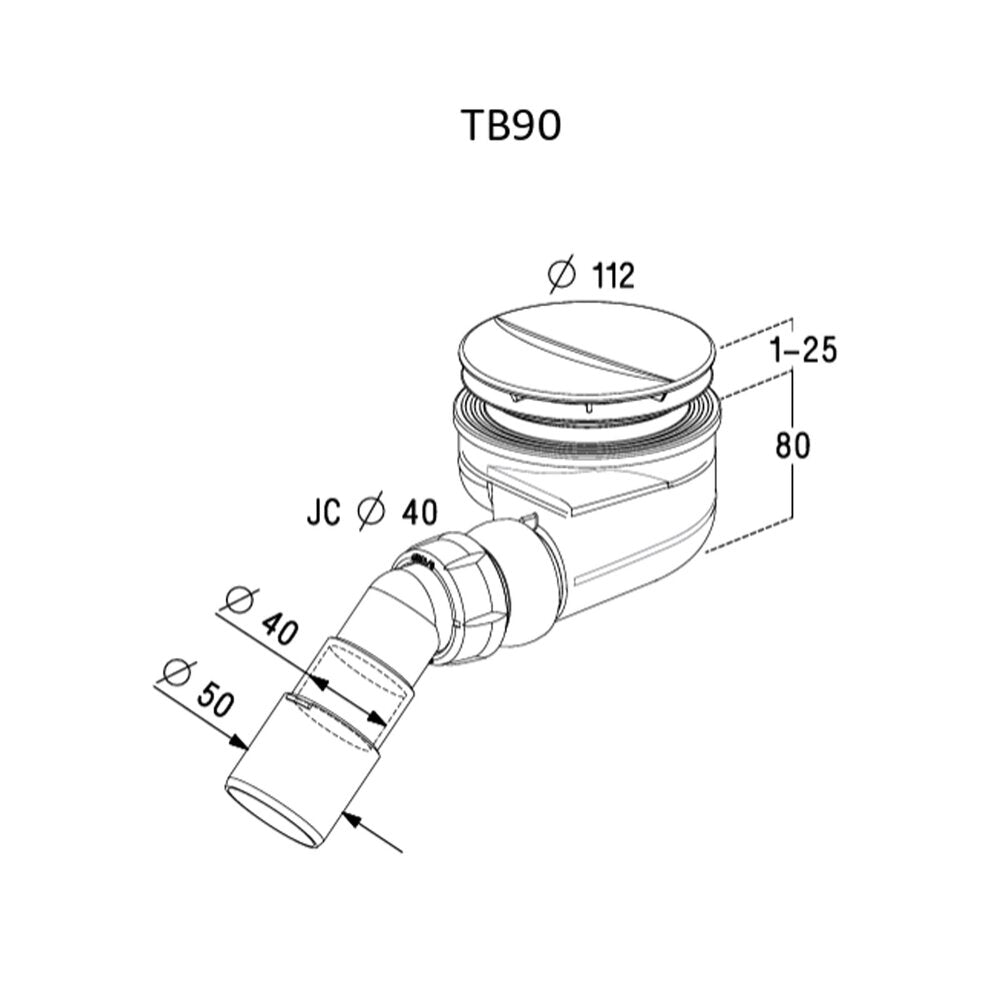 Сифон за душ кабина Radaway Turboflow TB90P WHITE матово бяло 90 мм