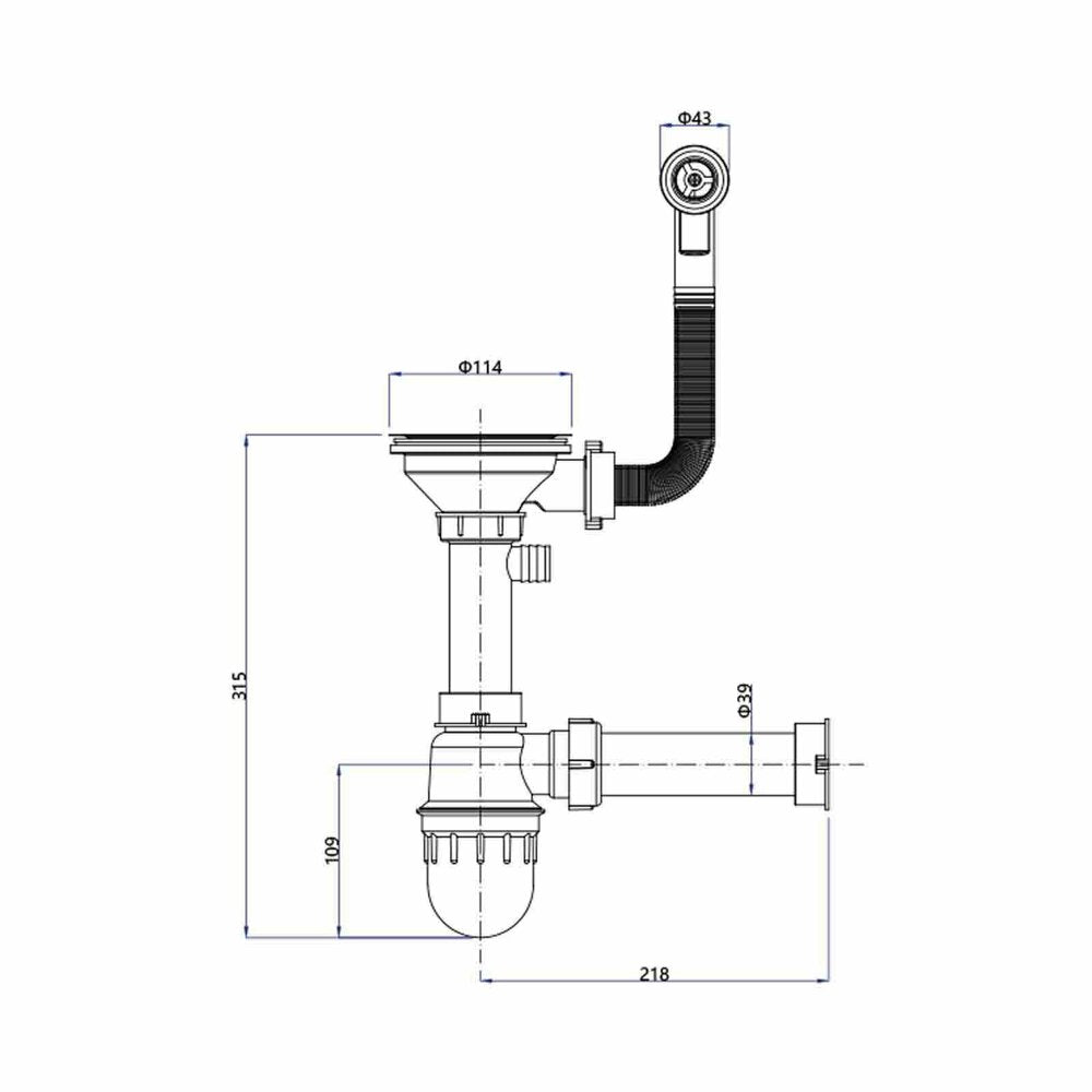Сифон Quadron Unique за гранитни мивки с inox покритие
