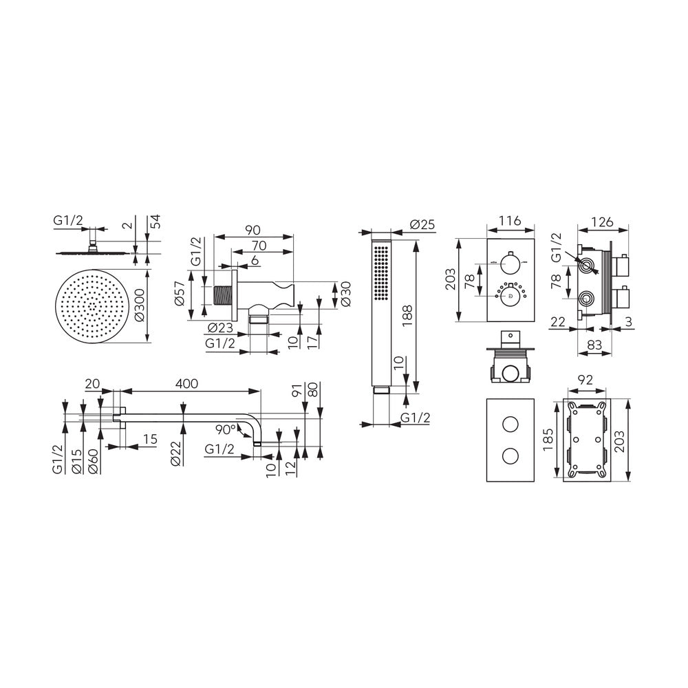 Built-In Shower System FDesign Stabilla Glossy Chrome