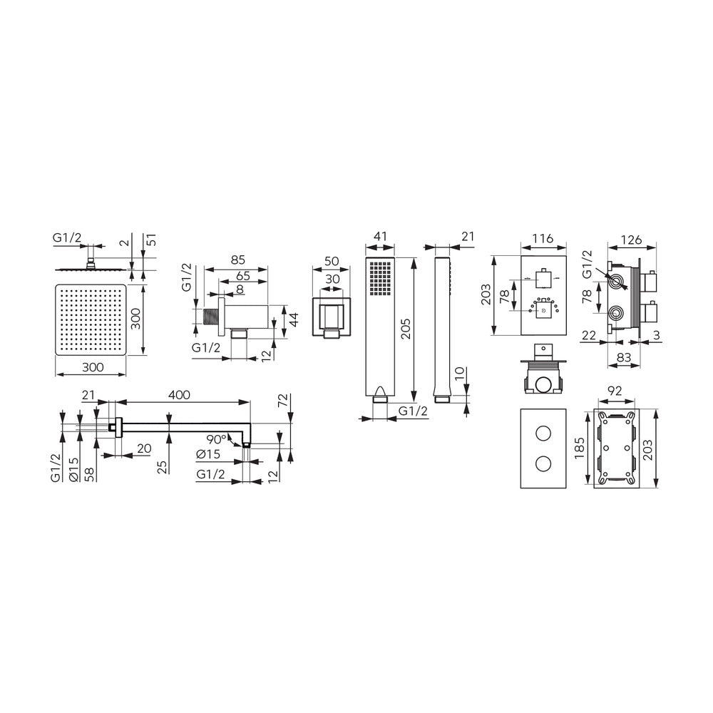 Built-In Shower System FDesign Stabilla Glossy Chrome Thermostatic