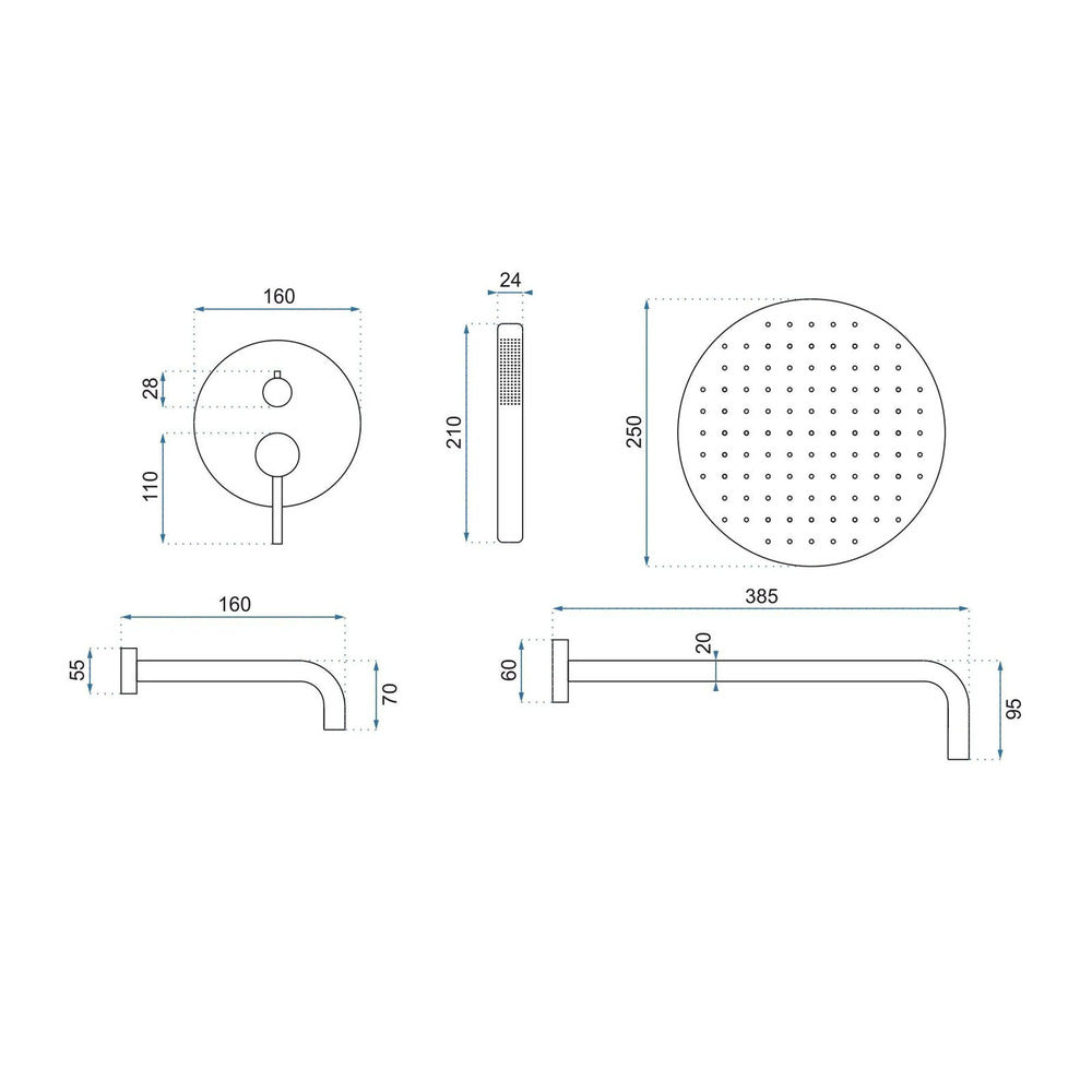 Rea Lungo Built-in Shower System Matte White Finish