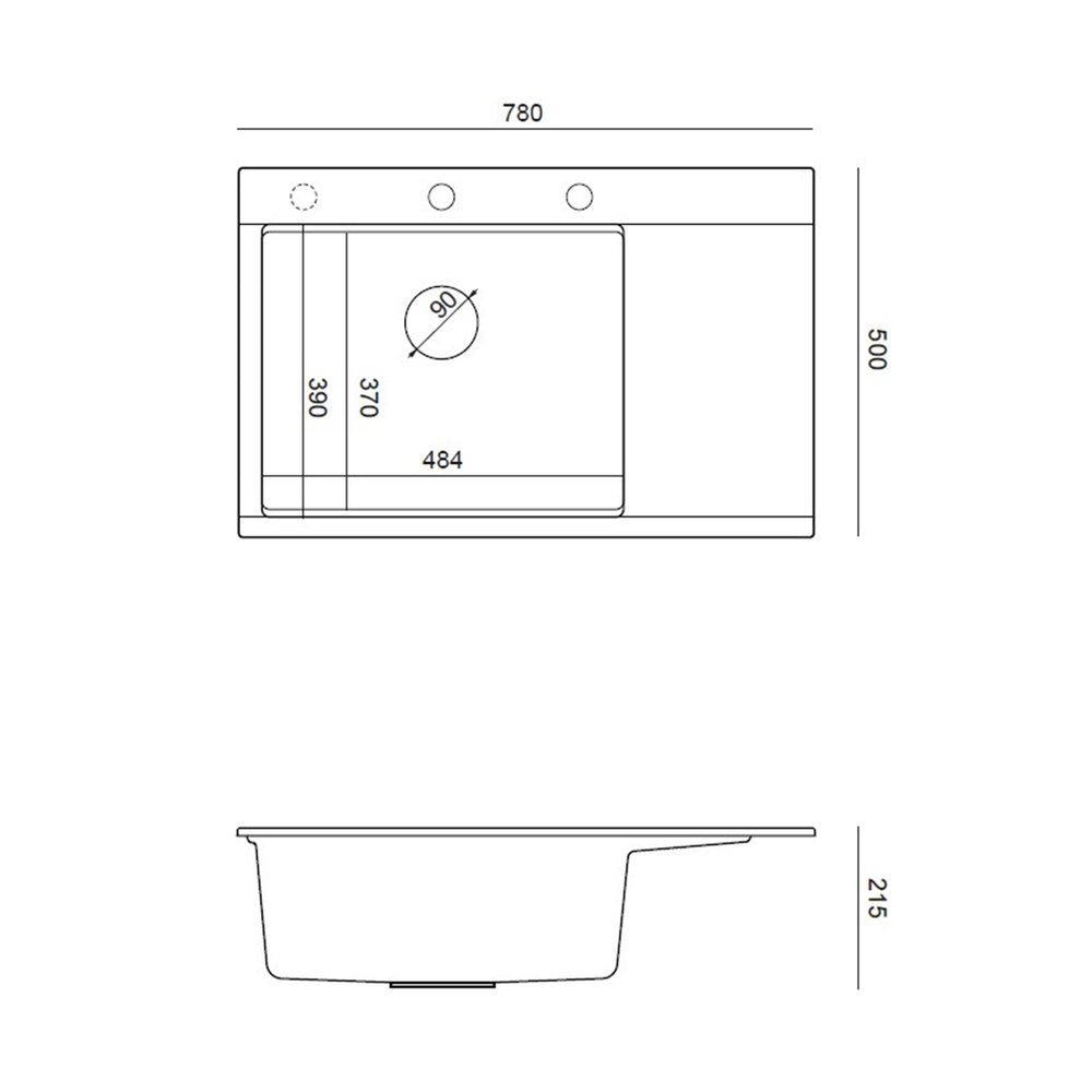 Вградена работна станция Quadron Josh 111 с черно диамантено покритие - злато 78x50 cm