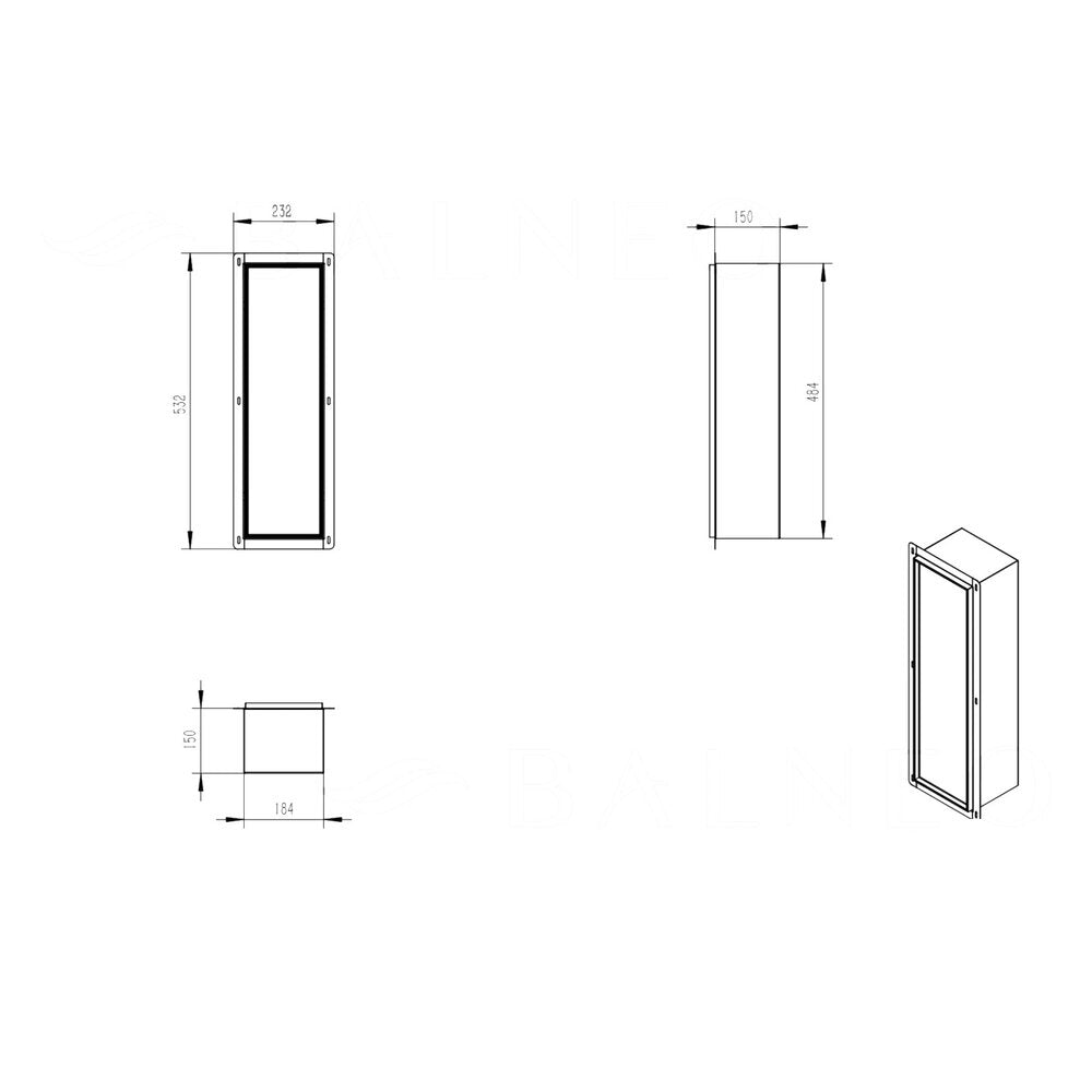 Държач за тоалетна четка Balneo Wall Box S Tiles от неръждаема стомана, ляво отваряне