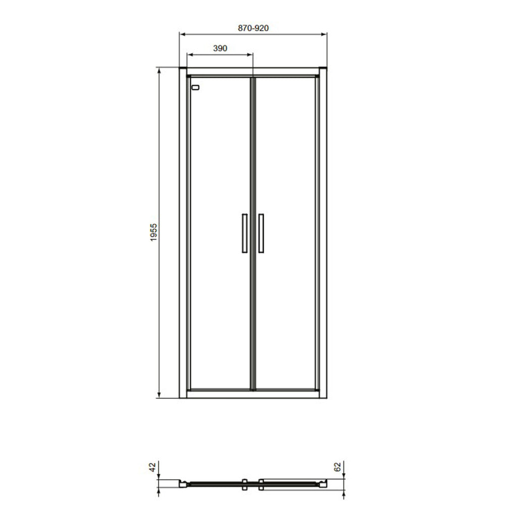 Swing door with fixed segment 90 cm matte black Ideal Standard Connect 2