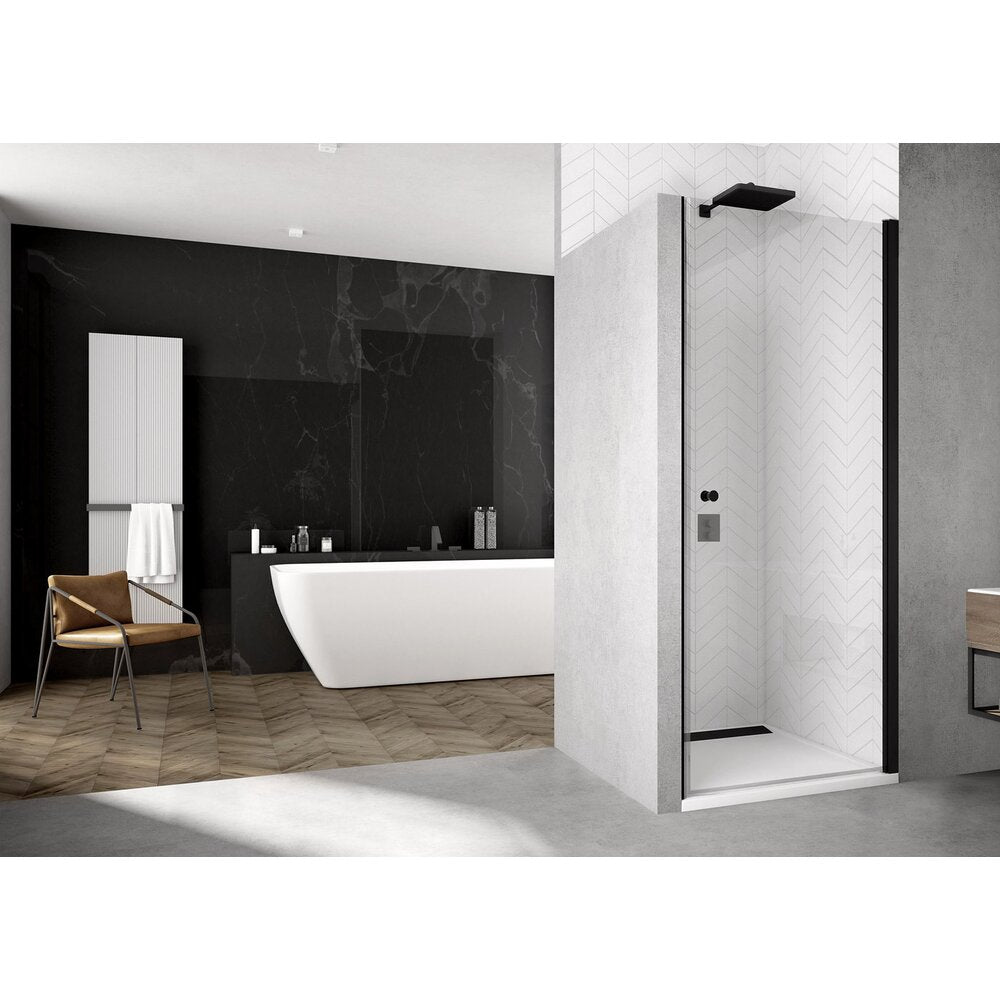 Pivoting niche door matte black Sanswiss Solino SOL1 100x200 cm