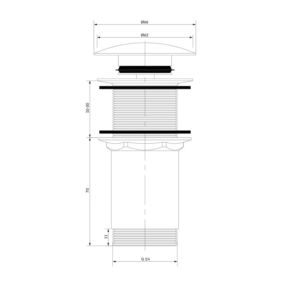 Вентил за мивка Click-Clack Omnires, покритие brushed nickel, без преливник