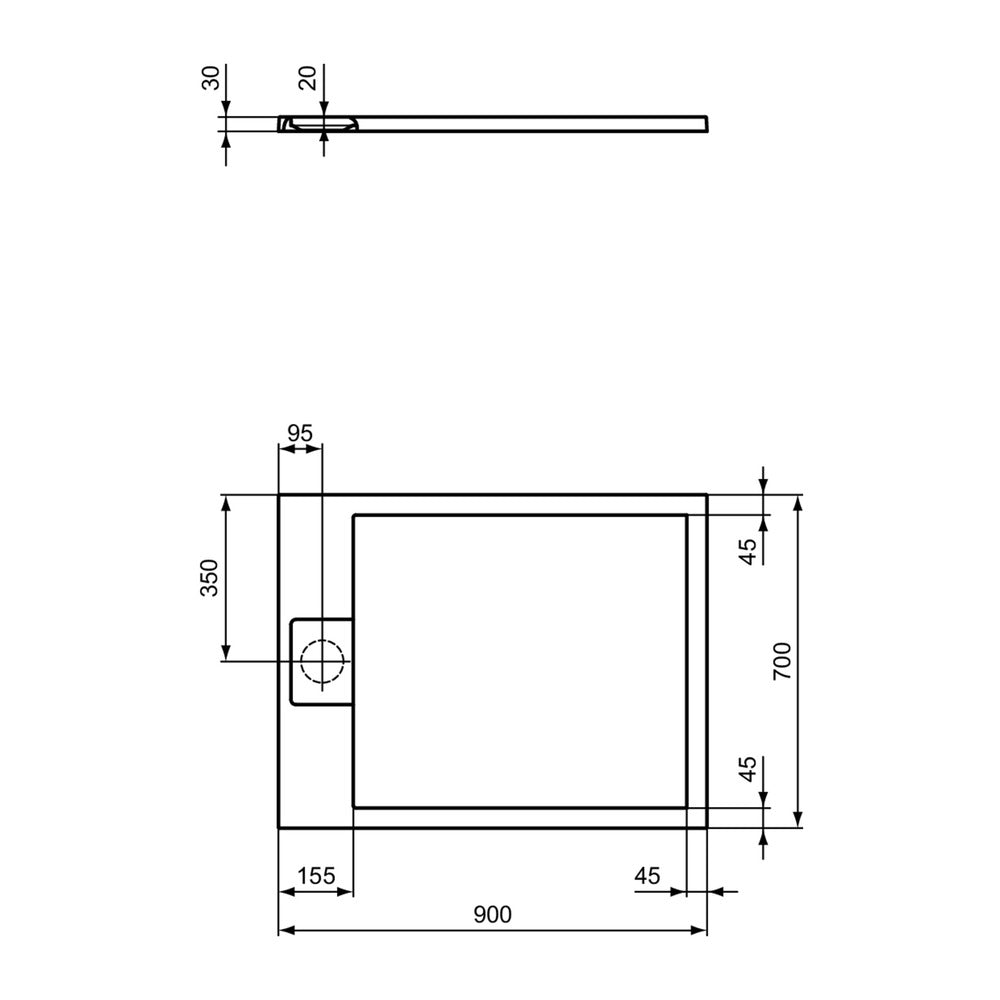 Правоъгълна душ кабина Ideal Standard i.life Ultra Flat S пясъчен 90x70 см