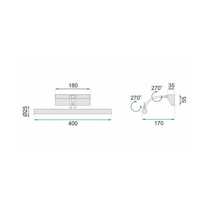 Rea 5W Bathroom Wall Light 40 cm Grey APP364-1W