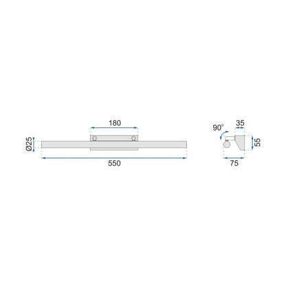 Rea 7W 55 cm Gray Wall Light APP362-1W