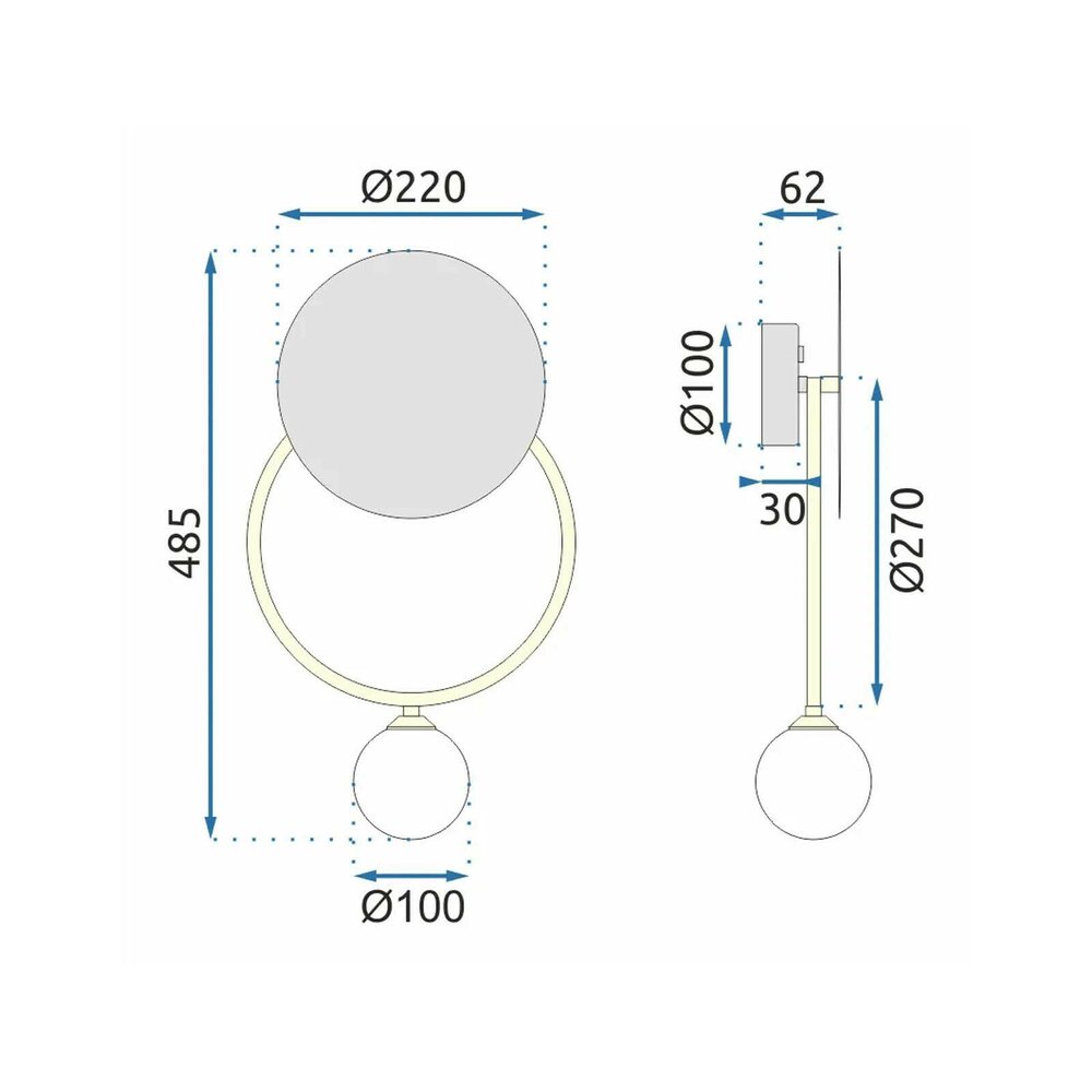 Rea APP923-1W Wall Light Gold - Black