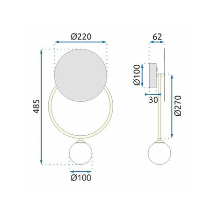 Rea APP923-1W Wall Light Gold - Black