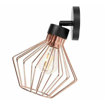 Rea APP534-1W Black/Rose Industrial Wall Lamp with Exposed Bulb