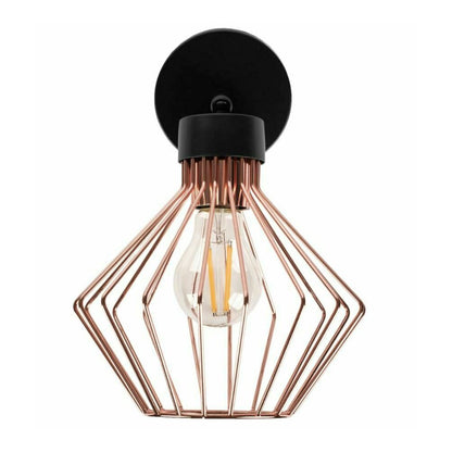 Rea APP534-1W Black/Rose Industrial Wall Lamp with Exposed Bulb