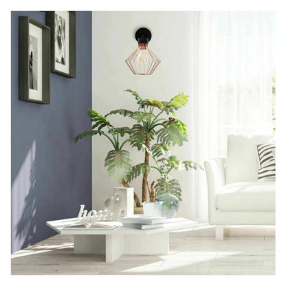 Rea APP534-1W Black/Rose Industrial Wall Lamp with Exposed Bulb