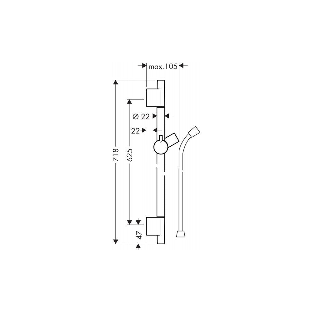 Hansgrohe Unica S Puro Shower Bar 65 cm Matte Black