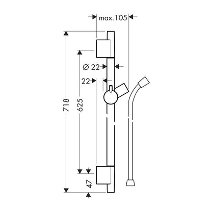 Душ бар Hansgrohe Unica S 65 cm с включен маркуч хром гланц