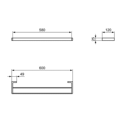 Двуслойна кърпа стойка Ideal Standard Atelier Conca 60 см сив Magnetic Grey