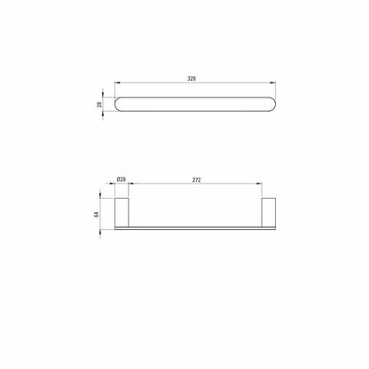 Deante Round Brushed Gold Towel Bar 30 cm