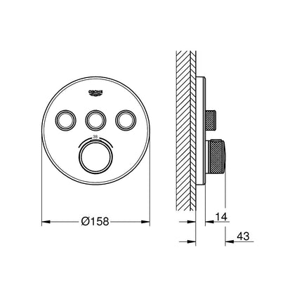 Grohe Grohtherm SmartControl White Shower Thermostatic Faucet with 3 Outputs