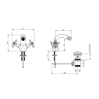 Bidet Mixer FDesign Lacrima Double-Lever Brushed Bronze