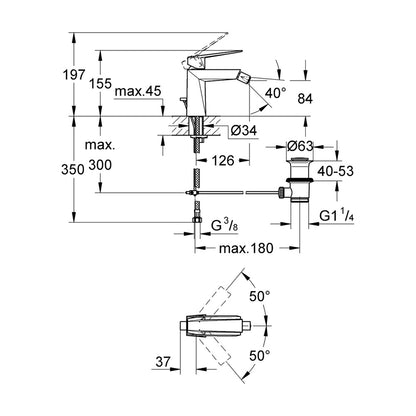 Grohe Allure Brilliant M Monobloc Bidet Mixer in Hard Graphite