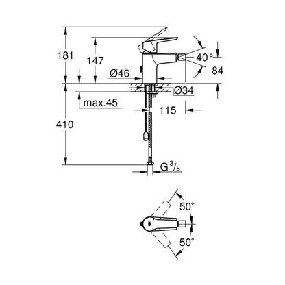 Смесител за биде Grohe Start с едно управление, хром гланц