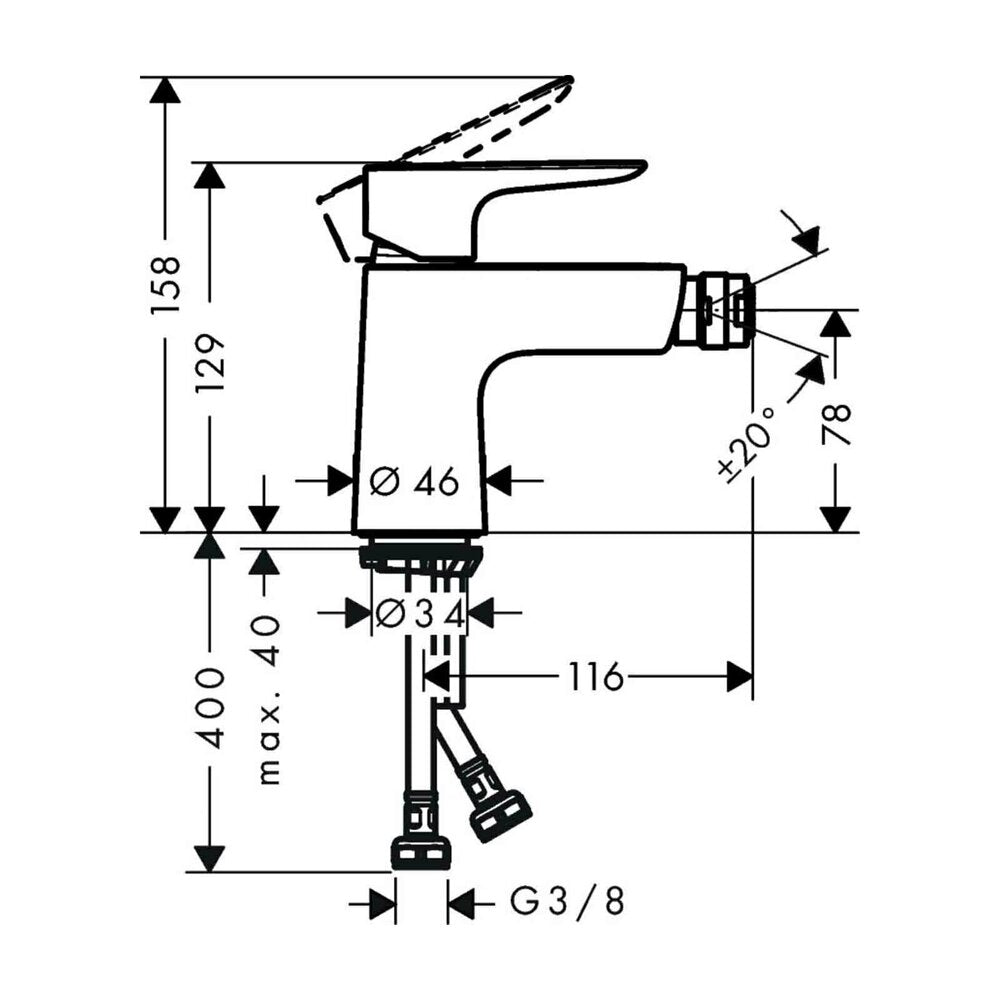 Hansgrohe Talis E Bidet Faucet Chrome with Push-Open Valve