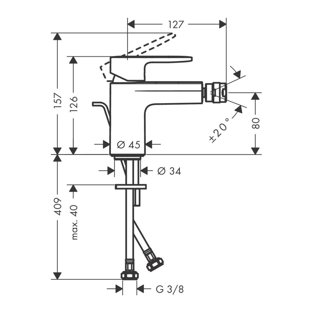 Hansgrohe Vernis Blend Single-Lever Bidet Faucet in Chrome with Pop-Up Drain