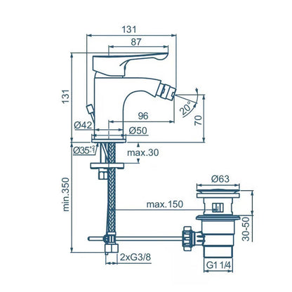 Ideal Standard Alpha bidet mixer chrome single-lever