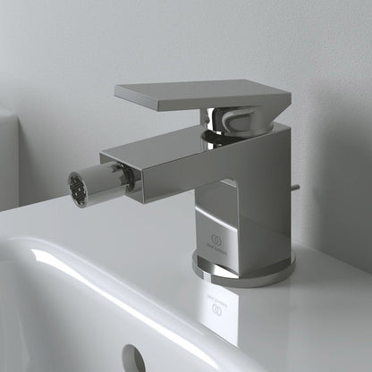 Батерия биде Ideal Standard Atelier Extra сребрист Silver Storm с вентил Pop-Up
