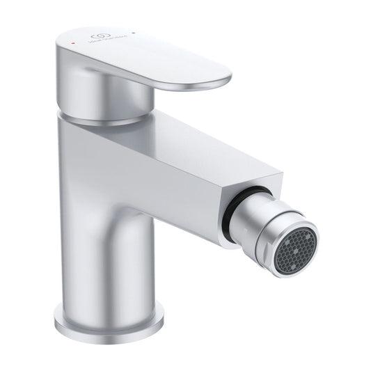 Ideal Standard Cerafine O Bidet Mixer Silver Matte with Click-Clack Waste