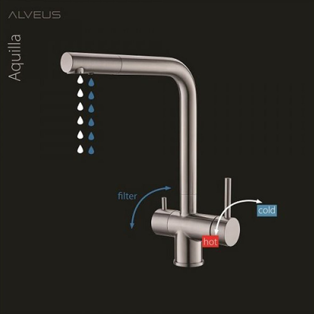 Батерия за кухня Alveus Aquila с едно управление, инокс, матов