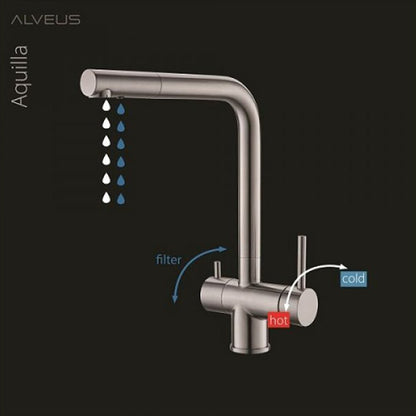 Батерия за кухня Alveus Aquila с едно управление, инокс, матов