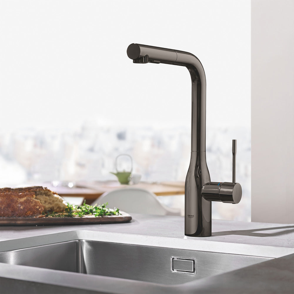 Смесител за кухня с изтеглящ се душ Grohe Minta 2 вида струя антрацитен сатен Hard Graphite