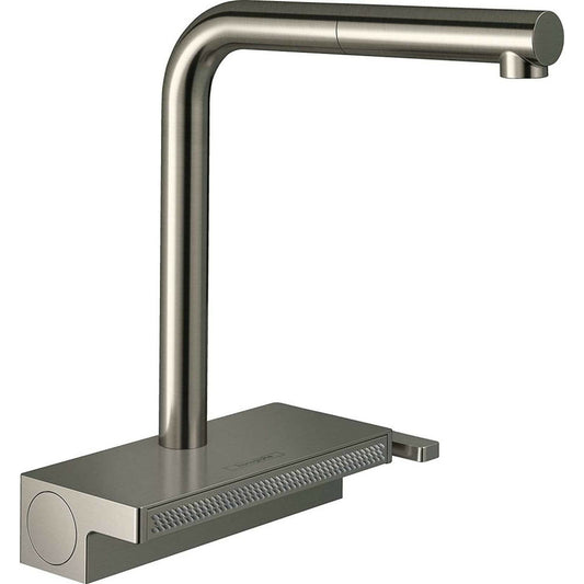 Kitchen faucet with pull-out spray brushed chrome Hansgrohe Aquno Select M81 250 sBox with 2 jets