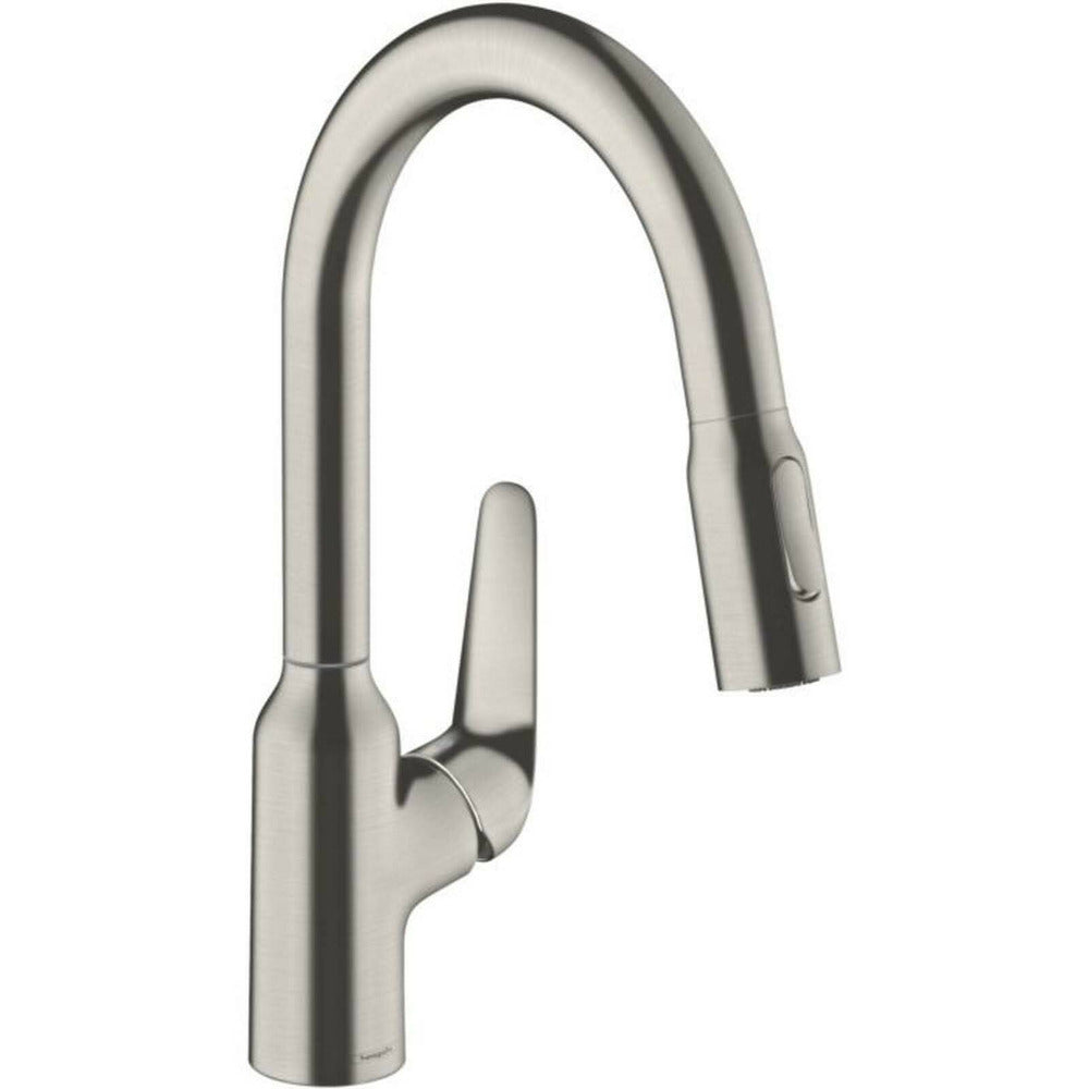 Pull-out kitchen faucet in brushed chrome Hansgrohe Focus M42 180 with 2 jets