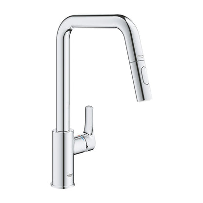 Смесител за кухня с изтеглящ се душ Grohe Eurosmart хром гланц 2 функции