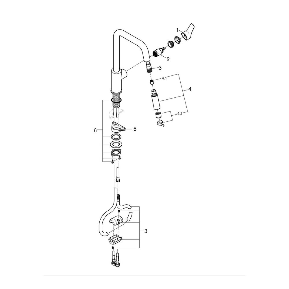 Смесител за кухня с изтеглящ се душ Grohe Eurosmart хром гланц 2 функции