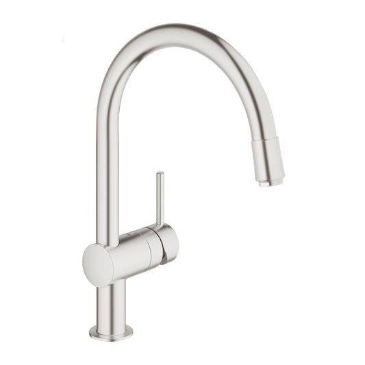 Grohe Minta Kitchen Faucet with Pull-Out Spray, Brushed Supersteel, Single-Handle