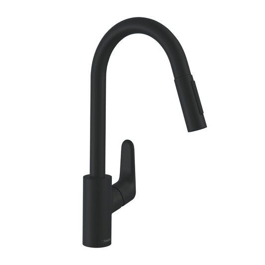 Kitchen Mixer with Pull-Out Spray Hansgrohe Focus M41 240 Matte Black