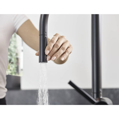 Кухненски смесител с извиваща душ функции Hansgrohe Talis M54 210 черен 2 вида струя