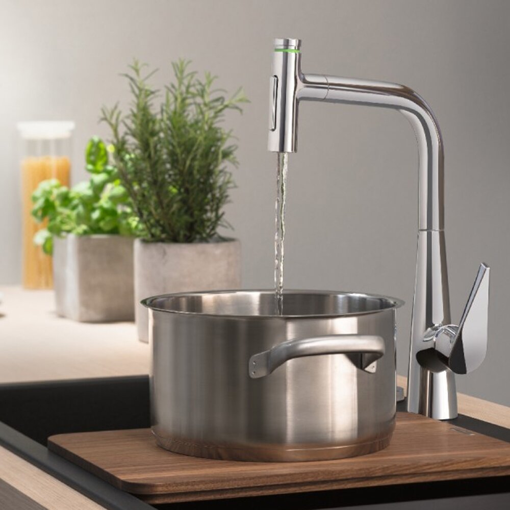 Смесител за кухня с изтегляща се душ глава Hansgrohe Talis Select M51 sBox с 2 струи хром мат