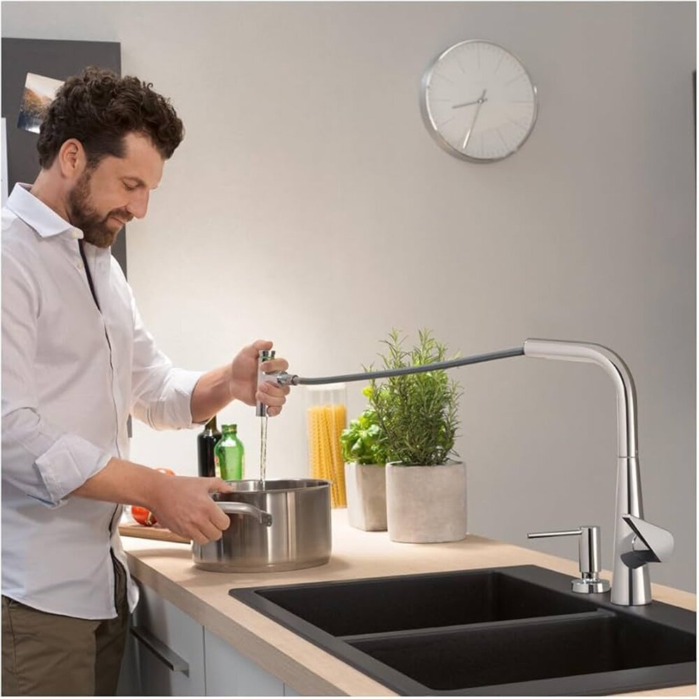 Смесител за кухня с изтегляща се душ глава Hansgrohe Talis Select M51 sBox с 2 струи хром мат