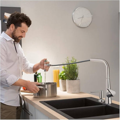 Смесител за кухня с изтегляща се душ глава Hansgrohe Talis Select M51 sBox с 2 струи хром мат