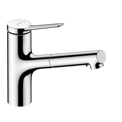 Kitchen faucet with pull-out spray Hansgrohe Zesis M33 150 sBox with 2 jets