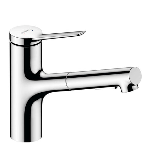 Kitchen faucet with pull-out spray Hansgrohe Zesis M33 150 sBox with 2 jets