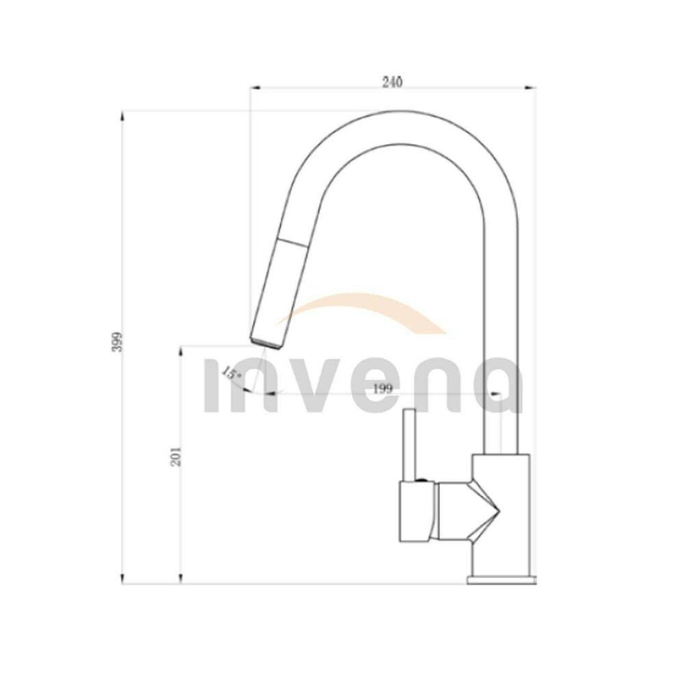 Invena Elia Matte Black Kitchen Faucet with Pull-Out Spray