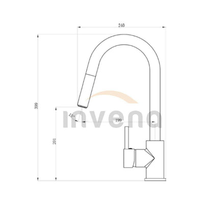 Invena Elia Matte Black Kitchen Faucet with Pull-Out Spray
