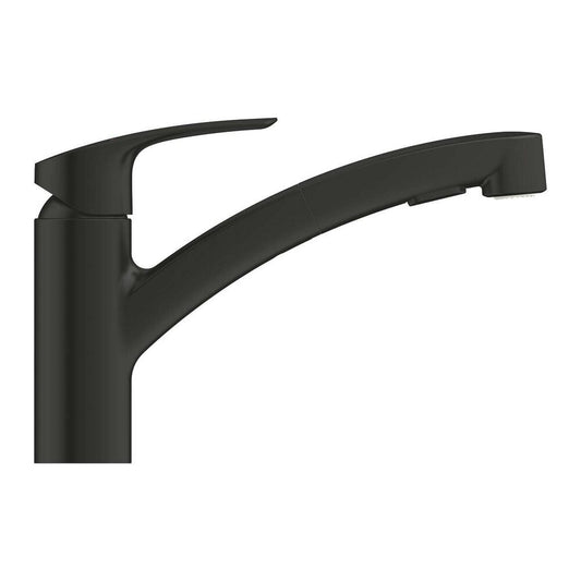 Matte black kitchen faucet with pull-out spray Grohe Eurosmart New