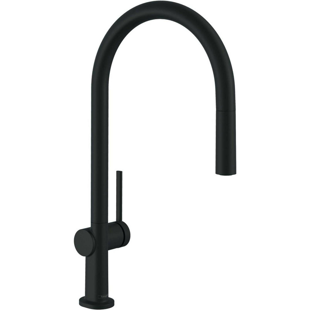 Kitchen faucet with pull-out spray matte black Hansgrohe Talis M54 210 sBox with 1 jet